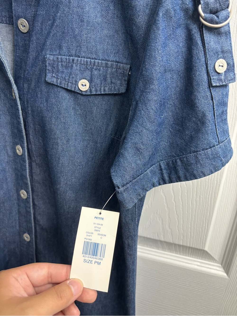 Vintage Denim Button Front Midi Dress NWT Medium Cotton Collared - Picture 3 of 5